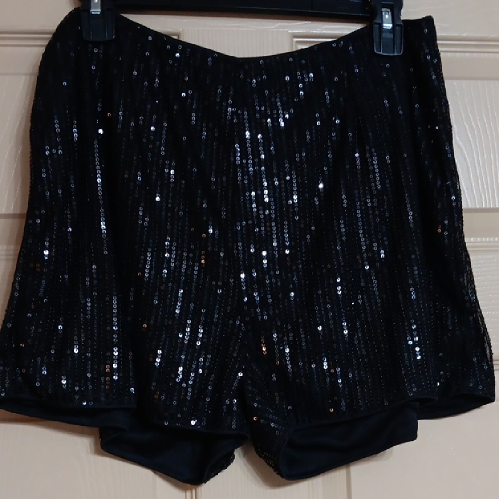Black Sequin Women's Shorts